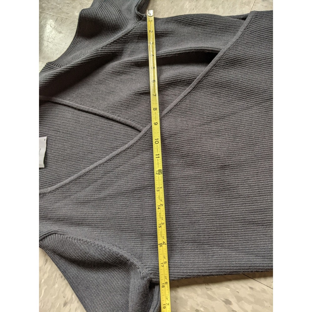 LEGOE HERITAGE Grey Ribbed Knit Breastfeeding Wrap Front Long Sleeve Sweater Top - Picture 6 of 9